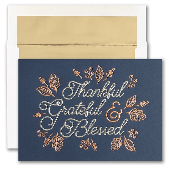 JAM Paper Blank Thankful Grateful &#x26; Blessed Thanksgiving Cards &#x26; Envelopes Set, 25ct.